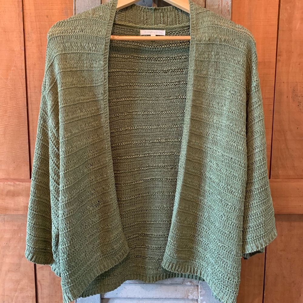Anthropologie Green Sweater with Kimono Sleeves